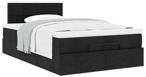 Ottomán ágy matraccal fekete 120x190 cm szövet