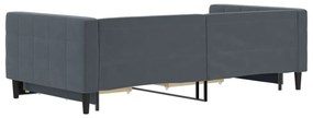 sötétszürke kihúzható bársony heverő fiókkal 100 x 200 cm