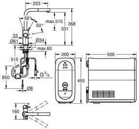 GROHE 31539000 - BLUE HOME mosogató csaptelep, L alakú kifolyó, fényes króm