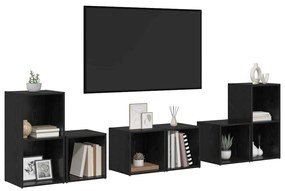 TV Szekrény Szett 6 pcs Fekete tölgy 37 x 35 x 72 cm Faanyag