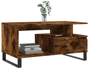 füstös tölgy színű szerelt fa dohányzóasztal 90x49x45 cm