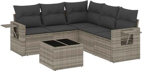 vidaXL 6 részes világosszürke polyrattan kerti ülőgarnitúra párnákkal