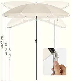 SONGMICS kerti napernyő, 160 cm, UPF 50+ UV-védelem, állítható magasságú