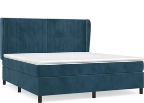 vidaXL sötétkék bársony rugós ágy matraccal 160x200 cm