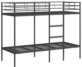 fekete acél emeletes ágy matrac nélkül 80 x 200 cm