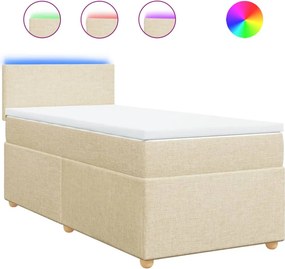 vidaXL krémszínű szövet rugós ágy matraccal 90 x 200 cm