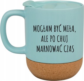 Kék Bögre Fedéllel És Parafa Aljjal Ajándék Lehetek Kedves