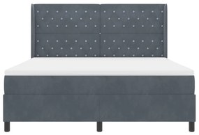 Boxspring Ágy Mattal Sötétszürke 180x200 cm Bársony