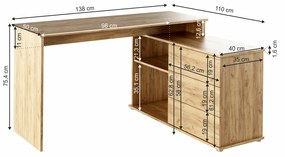 Számítógépasztal Toredol (artisan tölgy). 1017151