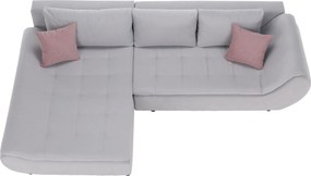 Ülőgarnitúra, világosszürke/púderrózsaszín, szövet, balos, BRATO