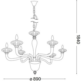 Ideal Lux - Csillár láncon BRIGITTA 8xE14/40W/230V átm. 89 cm réz