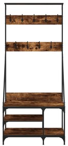 füstös tölgy színű ruhafogas cipőpolccal 80x40x184 cm
