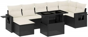 vidaXL 8 részes fekete polyrattan kerti ülőgarnitúra párnákkal