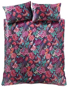 Lila kétszemélyes bársony ágyneműhuzat 200x200 cm Kate Floral – Catherine Lansfield