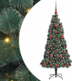 vidaXL Műfenyő világítással és gömbkészlettel Zöld 120 cm PET