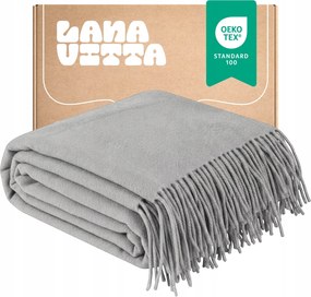 Gyapjú takaró Meleg "Leon" 100% Ausztrál Gyapjú Pléd Szürke 140х200 cm