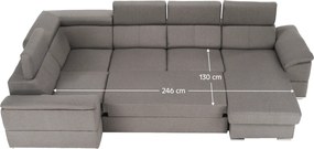 Ülőgarnitúra, szürkésbarna Taupe, jobbos kivitelezés, SEGORIA ROH U