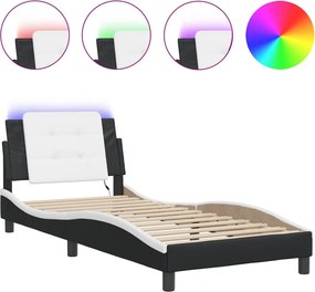 vidaXL fekete és fehér ágykeret LED-ekkel matrac nélkül Zadar 80 x 200 cm