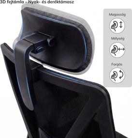 Ergonomikus irodai szék fekete hálós VECTOR