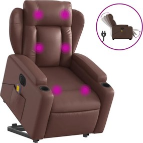 vidaXL elektromos barna műbőr felállást segítő dönthető masszázsfotel