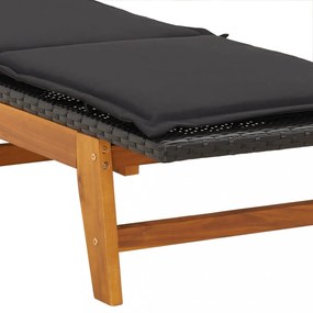 polyrattan és tömör akácfa napágy párnával