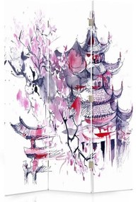 Gario Paraván Japán pagoda és cseresznyevirág Méret: 110 x 170 cm, Kivitelezés: Klasszikus paraván