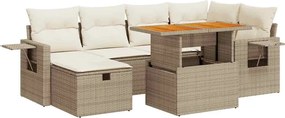 vidaXL 8 részes bézs polyrattan akácfa kerti ülőgarnitúra párnával