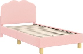 vidaXL Gyerekágy kerettel fejtámlával Rózsaszín 80 x 160 cm Juh Gyapjú