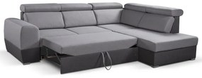 Szürke, jobbos, L-alakú, tárolós MATRIX sarokkanapé ággyá nyitható