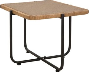 Fekete-natúr színű rattan dohányzóasztal 55x75 cm Cebu – Mauro Ferretti