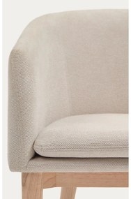 Krémszínű kárpitozott karfás étkezőfotel Harlan – Kave Home