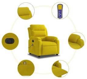 sárga bársony dönthető elektromos masszázsfotel