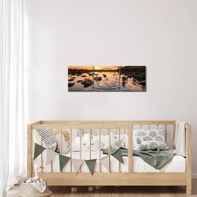 Kép - naplemente a tó mellett (órával) (90x30 cm)