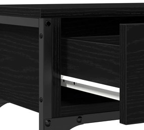 Fiókos Asztal Fekete Tölgy 100x25x75 cm Műanyag Fa és Acél