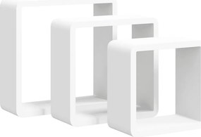 vidaXL 3 db fehér MDF fali kockapolc