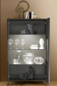 CITY Kétajtós vitrinszekrény, fekete, laminált vázzal és előlapokkal