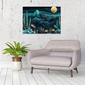 Üveg kép - Türkiz éjszaka (70x50 cm)