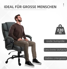 Vinsetto Főnöki irodai szék, forgószék párnázott karfákkal, teherbírás akár 220 kg, szövet, szürke