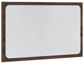 barna tölgy szerelt fa LED-es fürdőszobatükör 60 x 8,5 x 38 cm