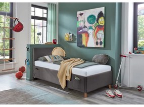 Antracitszürke kárpitozott ágyneműtartós gyerekágy ágyráccsal 90x200 cm Cool – Meise Möbel