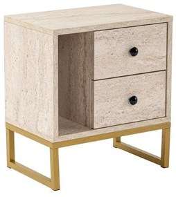Éjjeliszekrény Glimmer - Travertine, Arany