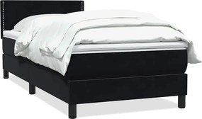 vidaXL fekete bársony rugós ágy matraccal 80x220 cm