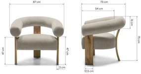 Bézs design fotel KOKEI, tölgy