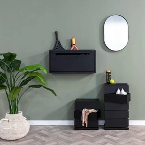 Fekete fém billenő ajtós függő cipőtartó Sportiva – Spinder Design