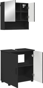 vidaXL Fürdőszoba bútor szett tárolóval 2 pcs Fekete Faanyag & Fém