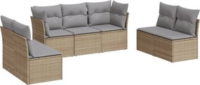 vidaXL 7 részes bézs polyrattan kerti ülőgarnitúra párnákkal