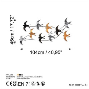 Flock fém fali dekoráció, 45×104 cm – TR891TNL3283