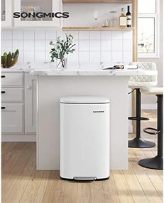 Konyhai pedálos kuka, 50l szemetes kuka puha záródással, fehér