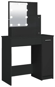 Fekete LED.es fésülködőasztal 86,5 x 35 x 136 cm