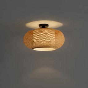 Japandi mennyezeti lámpa bambuszból, fehér belsővel - Liva